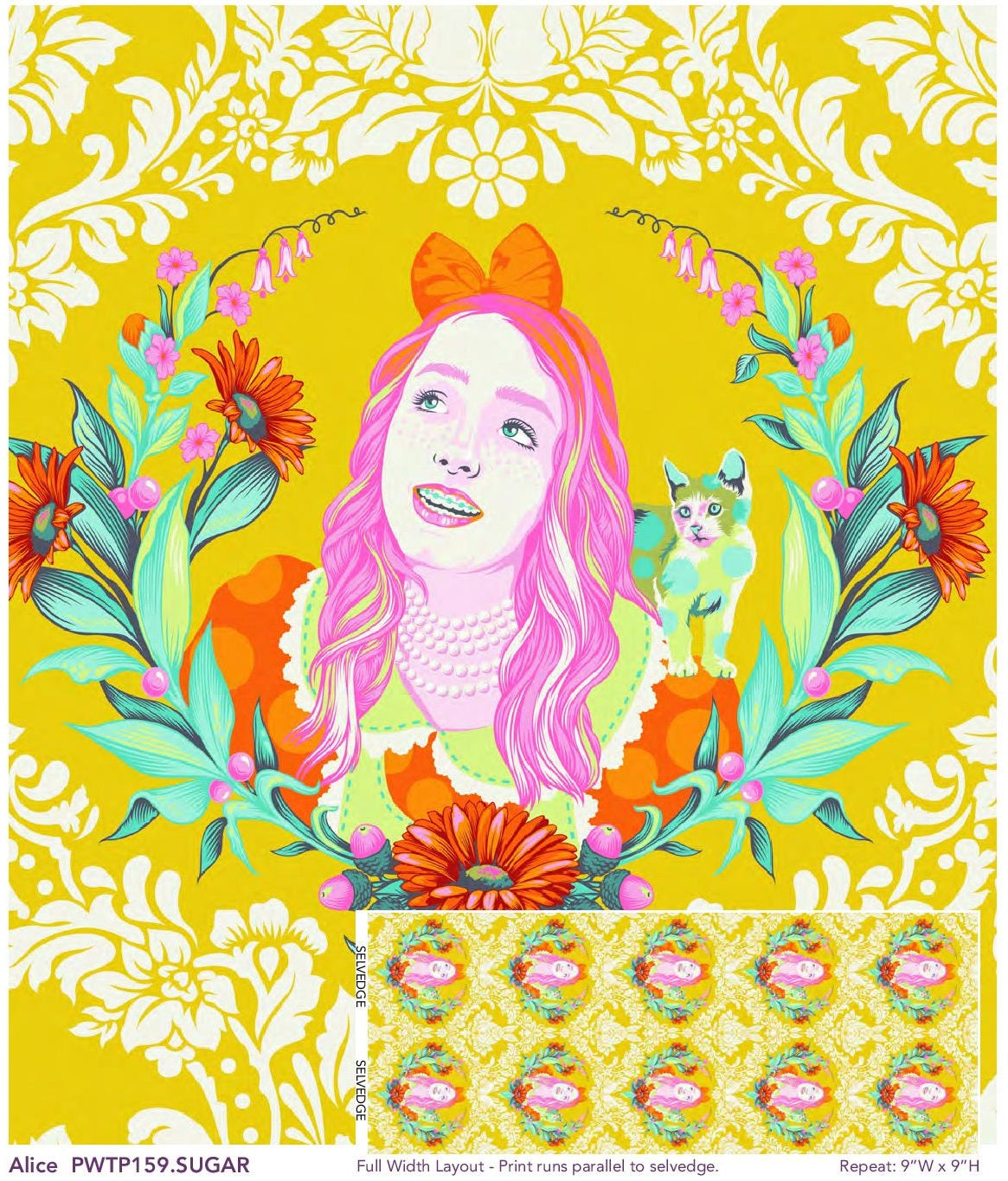 Alice in Sugar Curiouser & Curiouser by Tula Pink | PWTP159.SUGAR