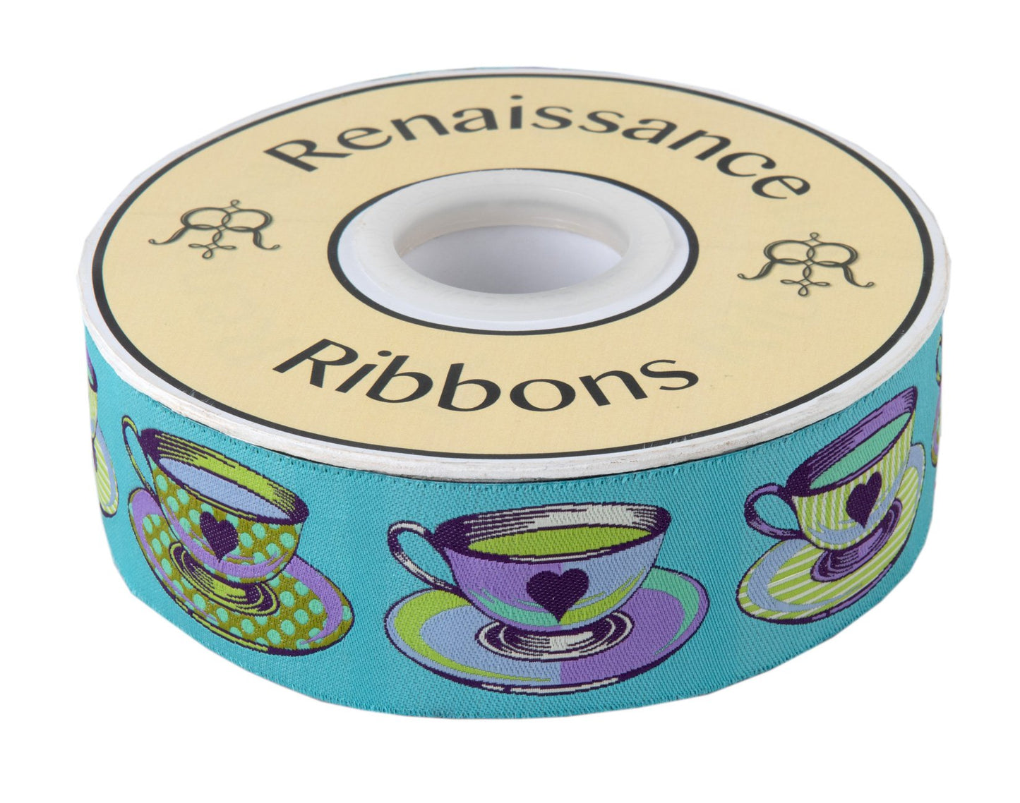 Big Tea Time Blue 1 1-2in Ribbon Tula Pink Curiouser & Curiouser | TK-74/38mm col 1 | Sold by the Yard