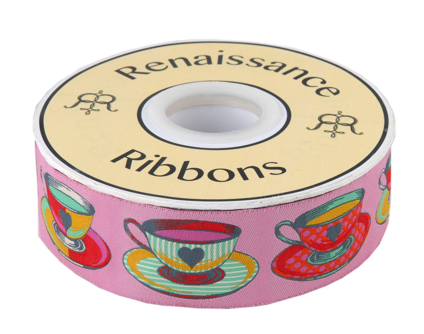 Big Tea Time Pink 1 1-2in Ribbon Tula Pink Curiouser & Curiouser | TK-74/38mm col 2 | Sold by the Yard