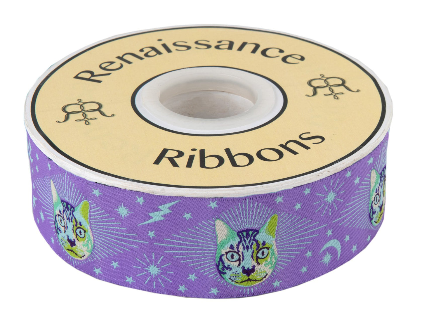 Cheshire Cat on Purple Ribbon 1 1-2in Tula Pink Curiouser & Curiouser | TK-75/38mm col 1 | Sold by the Yard