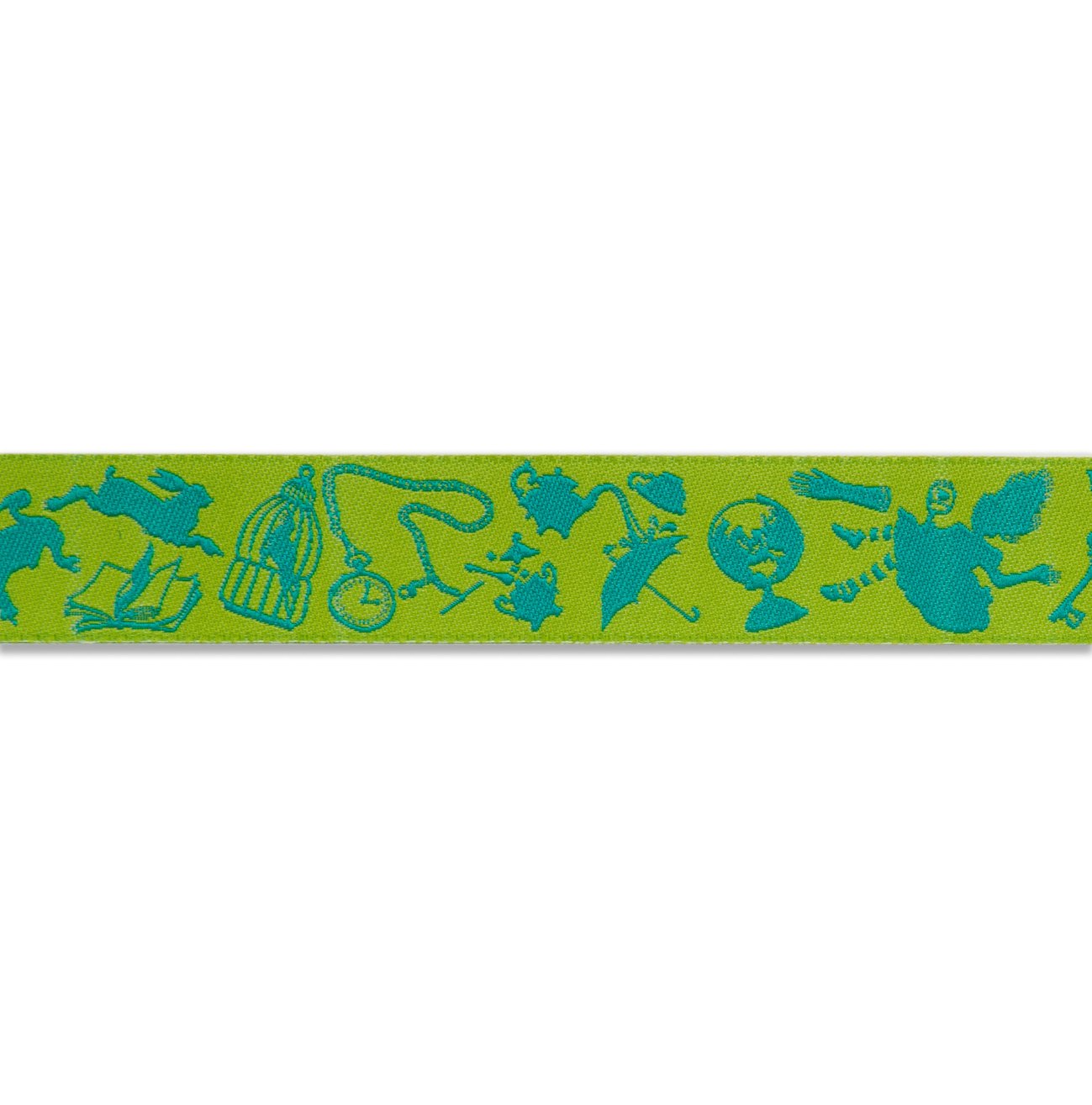 Down the Rabbit Hole Green 7-8in Tula Pink Curiouser & Curiouser Ribbon | TK-72/22mm col 1 | Sold by the Yard