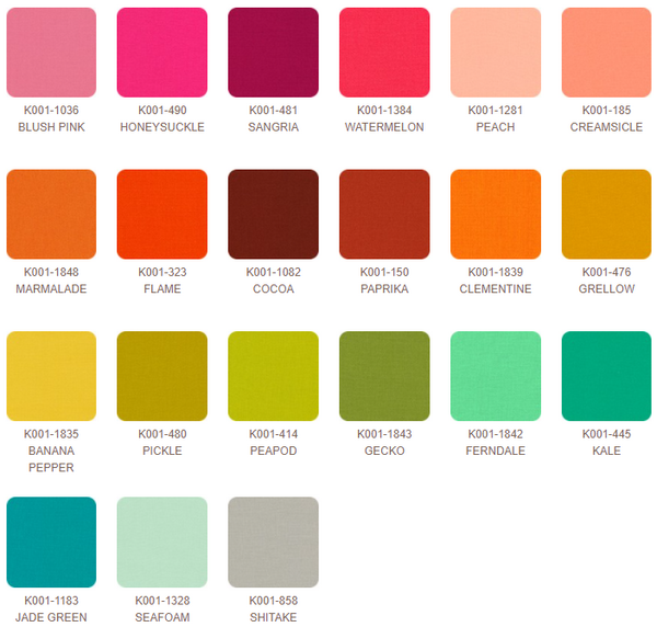 Kona Solids Library Coordinates Fat Quarter Bundle | FQ-1617-21