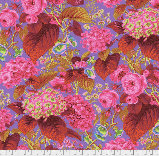 Rose and Hydrangea in Hot for Kaffe Fassett Collective | PWPJ097.HOT