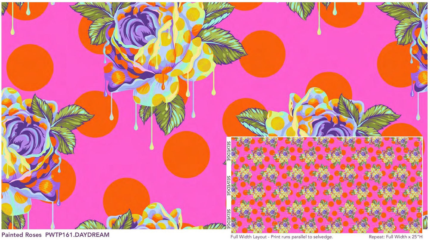 Painted Roses in Daydream - Curiouser & Curiouser by Tula Pink | PWTP161.DAYDREAM