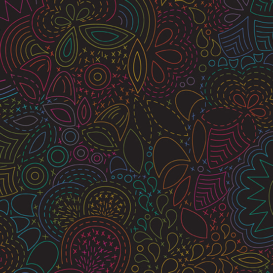 Rainbow Stitched in Night Art Theory by Alison Glass A-9702-C