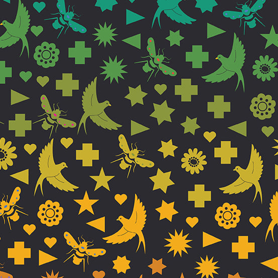 Seventy Six Bird and Bee in Night Art Theory by Alison Glass A-9699-C