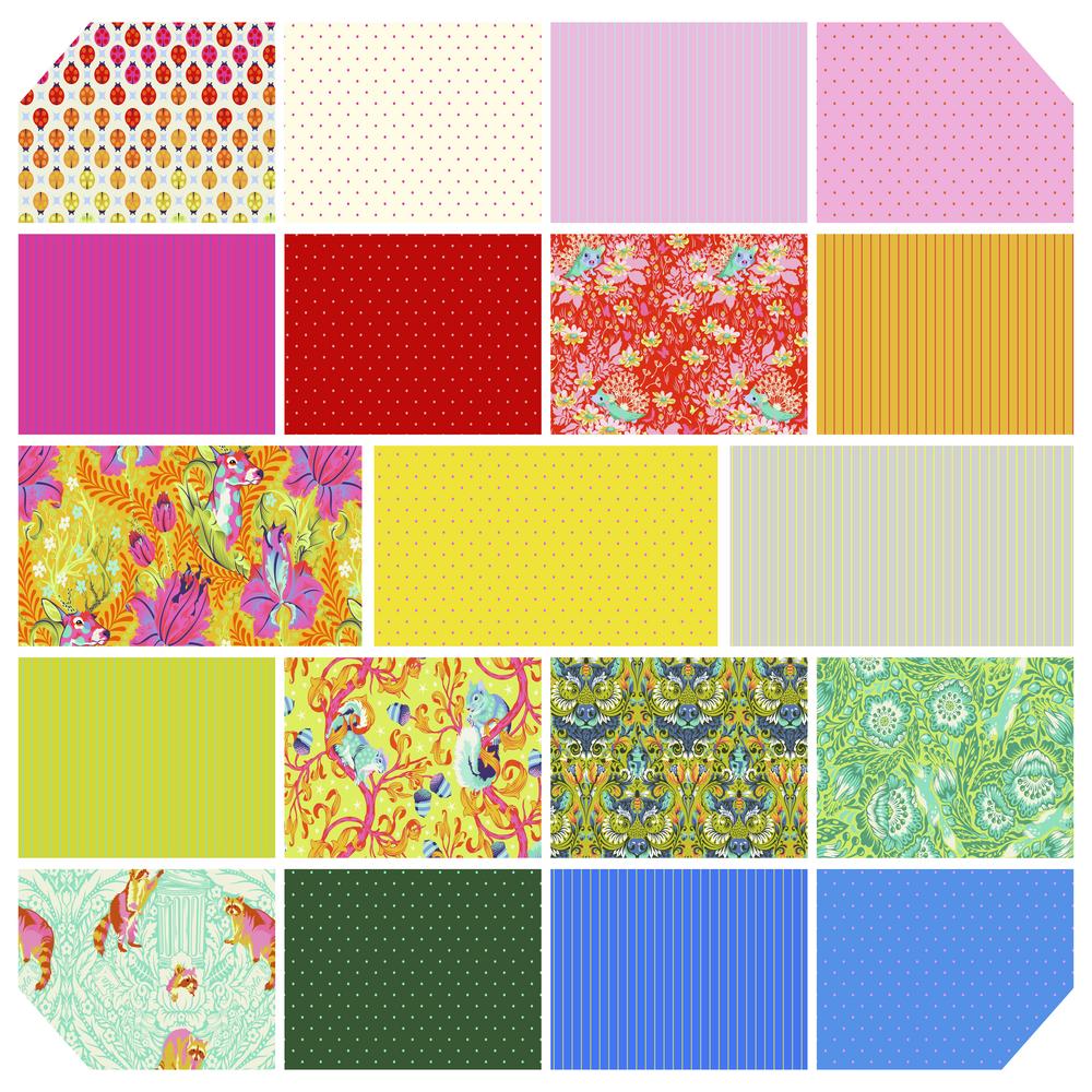 Tiny Beasts in Glow Fat Quarter Bundle By Tula Pink | FB4FQTP.GLOW