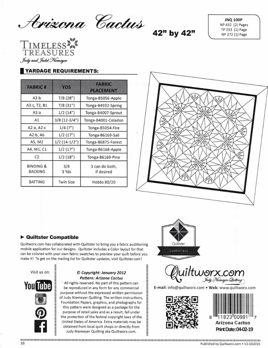 Arizona Cactus Foundation Paper Piecing by Quiltworx | JNQ100P