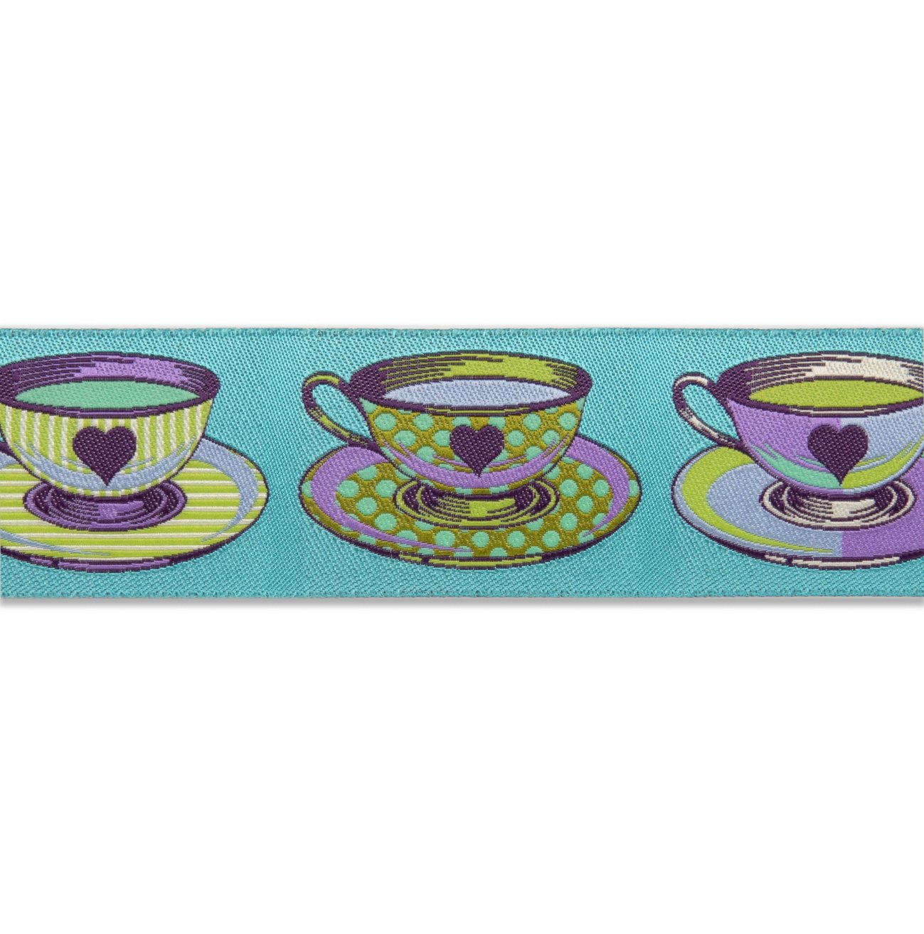Big Tea Time Blue 1 1-2in Ribbon Tula Pink Curiouser & Curiouser | TK-74/38mm col 1 | Sold by the Yard