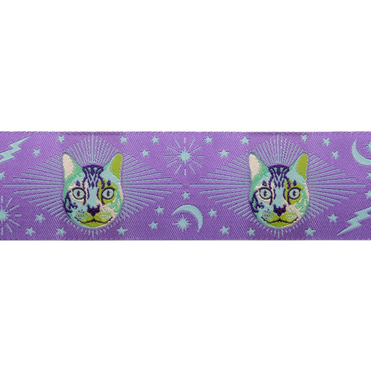 Cheshire Cat on Purple Ribbon 1 1-2in Tula Pink Curiouser & Curiouser | TK-75/38mm col 1  | Sold by the Yard