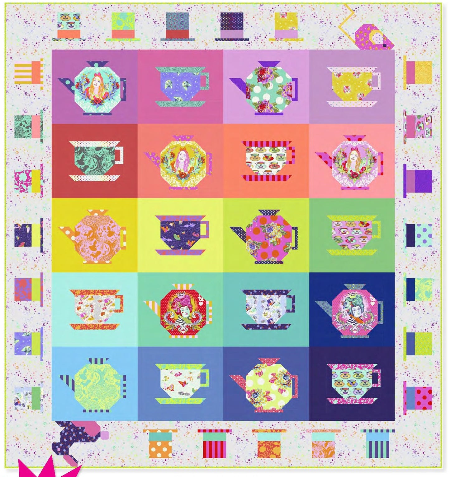 Mad Hatter Tea Party Quilt kit Curiouser & Curiouser | KITQTTP.TEAPARTY