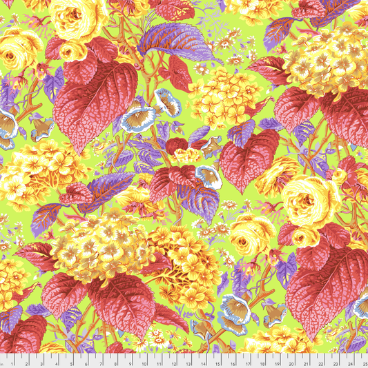 Rose and Hydrangea in Citrus for Kaffe Fassett Collective | PWPJ097.CITRUS