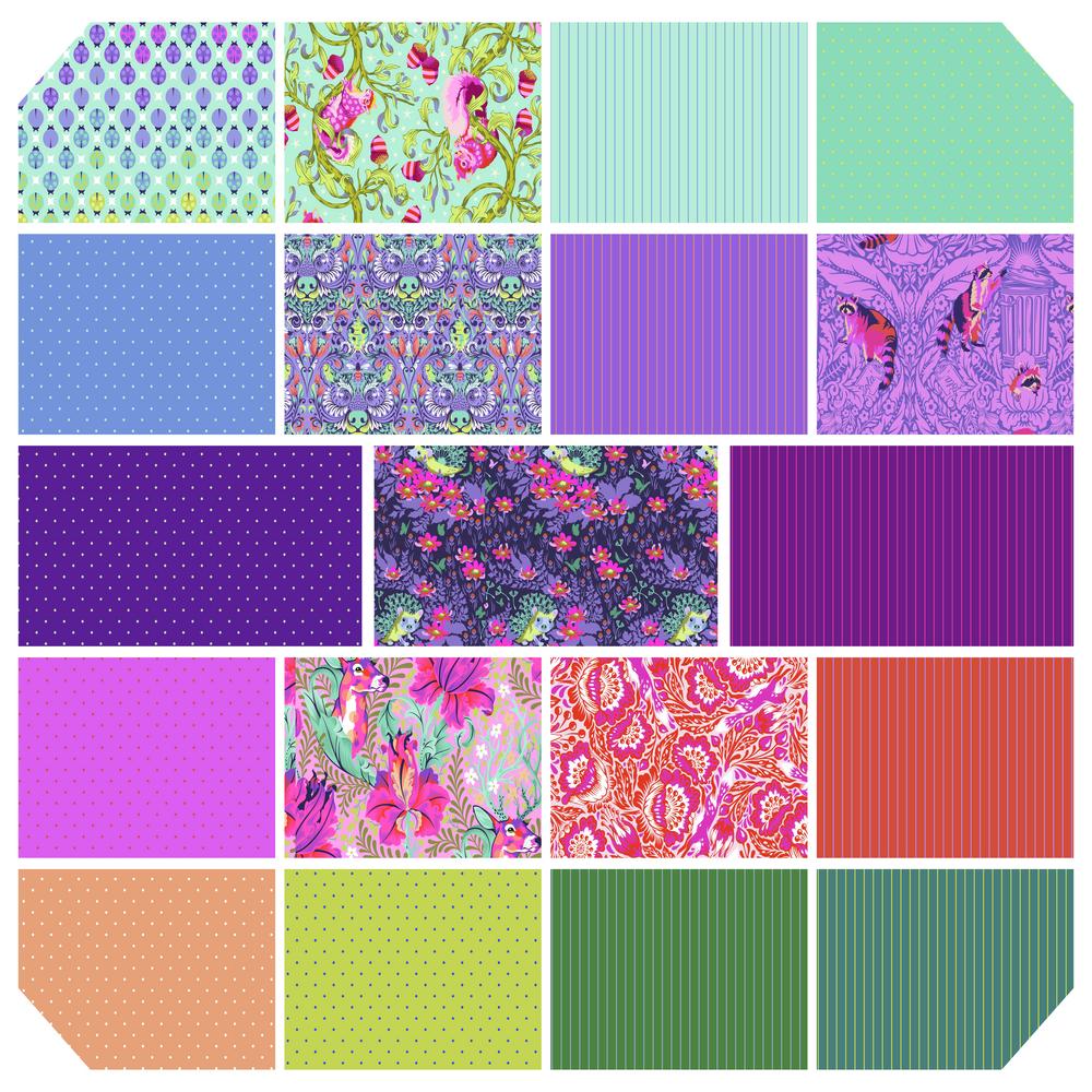 Tiny Beasts in Glimmer Fat Quarter Bundle By Tula Pink | FB4FQTP.GLIMMER