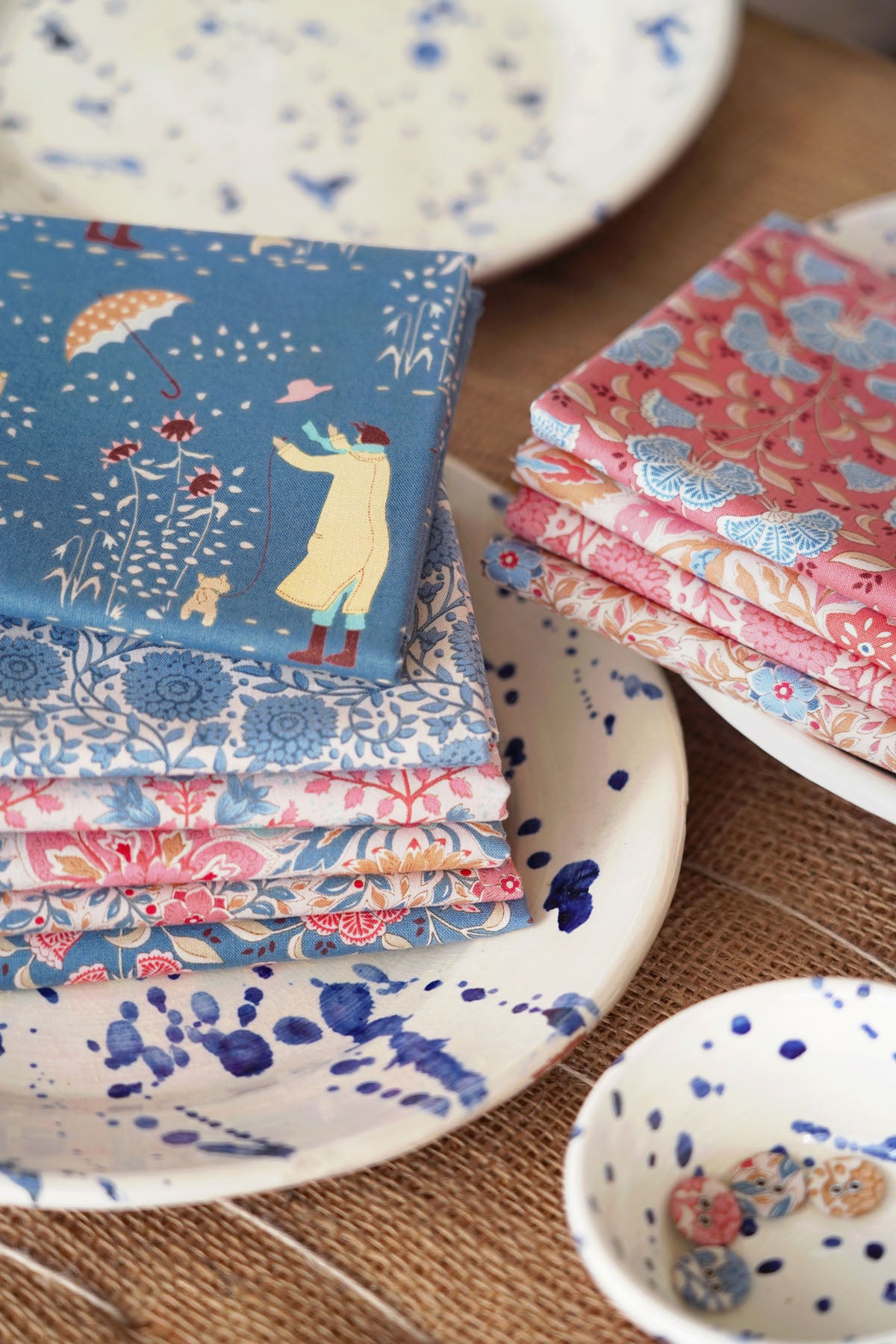 Windy Days Collection Blue Fat Quarter Bundle by Tilda fabrics | TIL300113